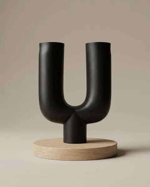Mattschwarze Vase in U-Form